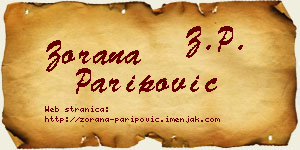 Zorana Paripović vizit kartica